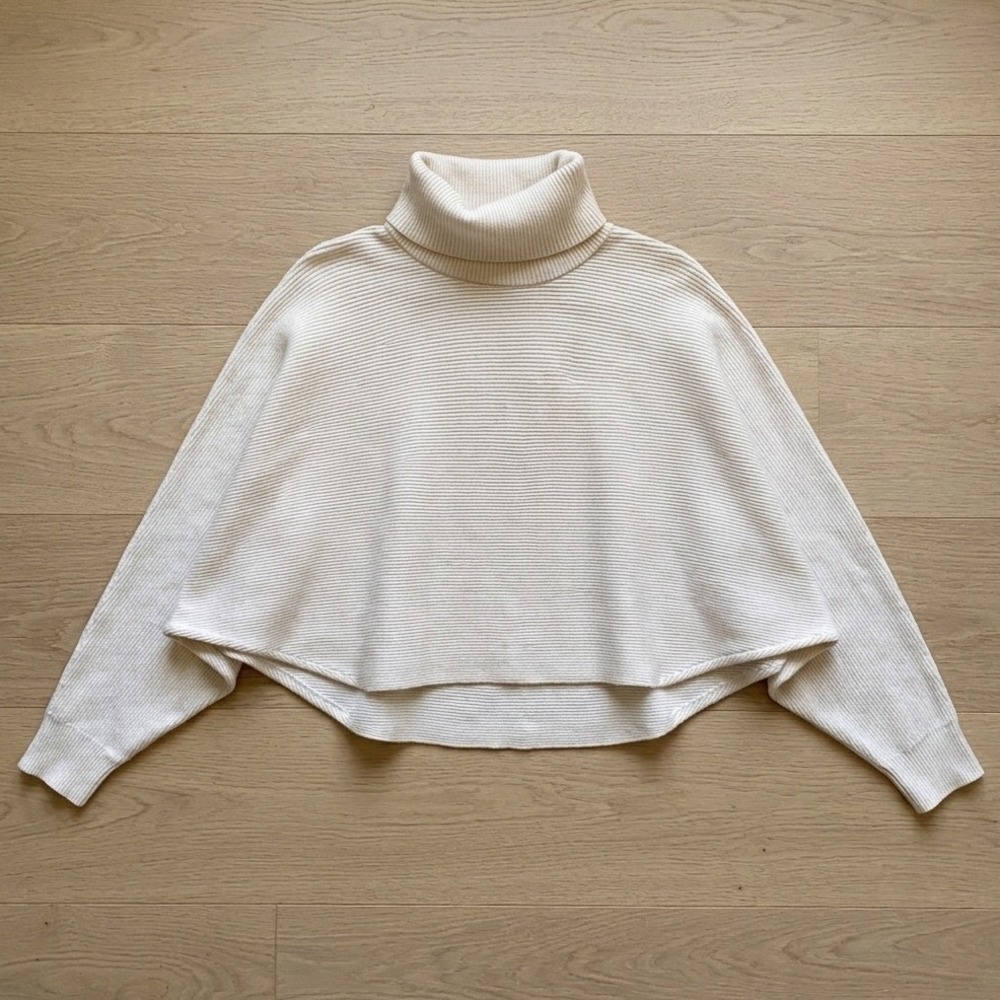 Cider Turtleneck Sweater Women S Cream Ribbed Cropped Minimalist Coquette